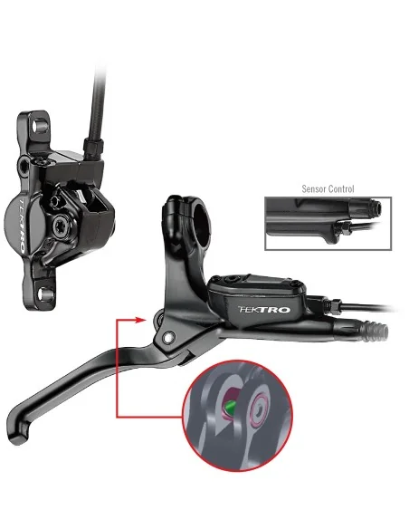 Hydraulische schijfremset Tektro HD-E350 E-bike met remsensor rechts incl. 180 cm leiding