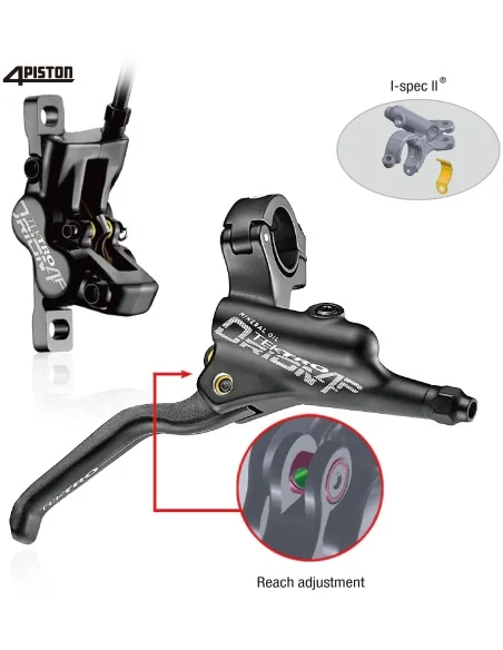 Hydraulische schijfremset Tektro HD-M745 Orion links met 1800 mm leiding - zwart