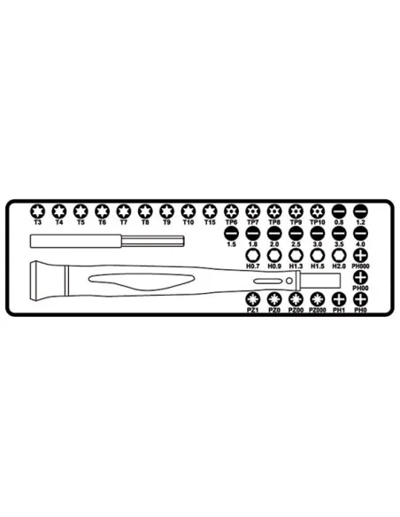 Microschroevendraaier Beta 1256/C36 met 36 verwisselbare 4-mm bits en magnetisch verlengstuk 1256/C36