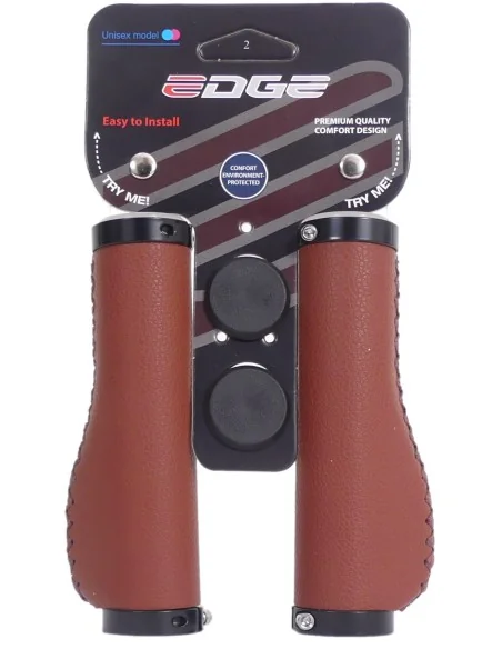 Handvatset Edge Leer incl Lockring - camel brown- 135/135mm (winkelverpakking)