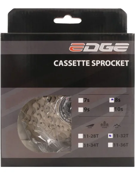 Cassette 8 speed Edge CS-M5008 11-32T - zilver