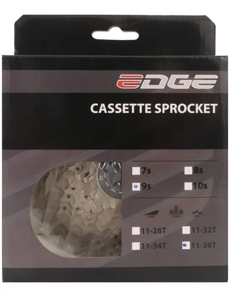 Cassette 9 speed Edge CS-M5009 11-36T - zilver