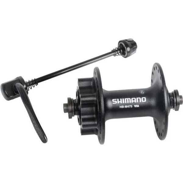 Voornaaf Shimano FH-M475 - 36 gaats - 6 bouts met remschijfbevestiging - zwart