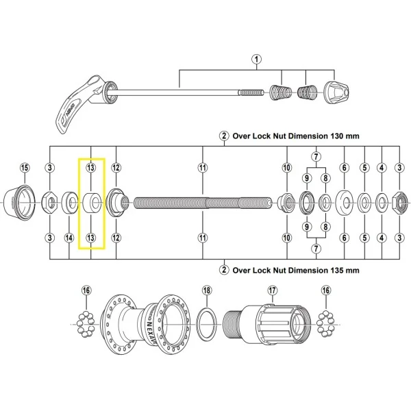 Afstandsbus links Shimano 8 mm