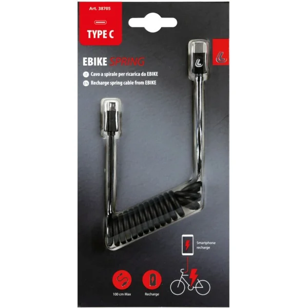 Optiline Ebike Spring Micro USB naar USB C spiraalkabel (25 t/m 100 cm)