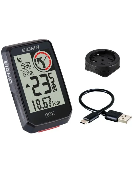 Fietscomputer GPS Sigma ROX 2.0 met standaard stuurhouder - zwart