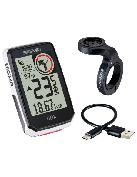 Fietscomputer GPS Sigma ROX 2.0 met overclamp butler stuurhouder - wit
