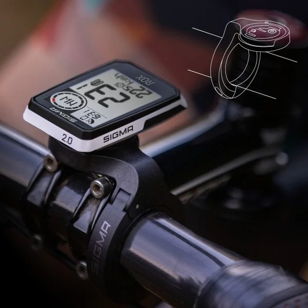 Fietscomputer GPS Sigma ROX 2.0 met overclamp butler stuurhouder - wit