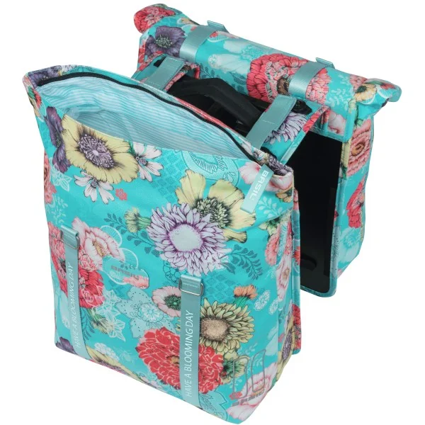 Dubbele fietstas Basil Bloom Field Double MIK 35 liter 30 x 15 x 33 cm - sky blue