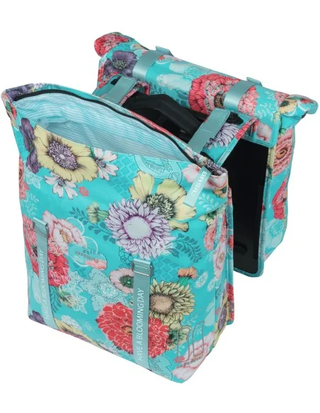 Dubbele fietstas Basil Bloom Field Double MIK 35 liter 30 x 15 x 33 cm - sky blue