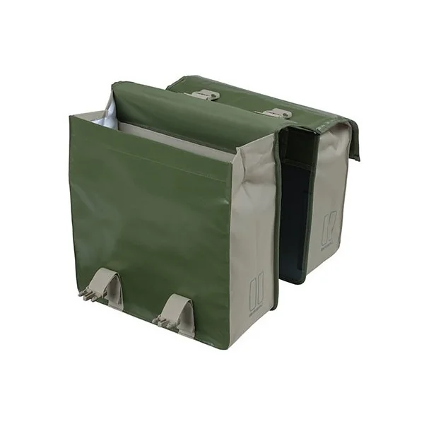 Dubbele fietstas Basil Urban Load 48-53 liter 40 x 17 x 46 cm - moss green/sand