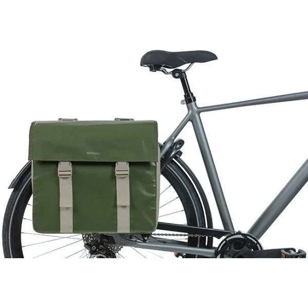 Dubbele fietstas Basil Urban Load 48-53 liter 40 x 17 x 46 cm - moss green/sand