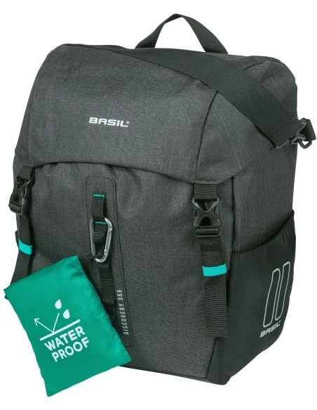 Fietstas Basil Discovery 365D L 20 liter 30 x 17 x 36 cm - zwart melee