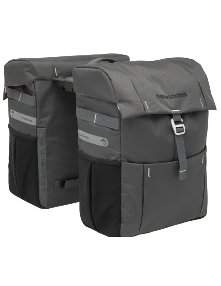 Dubbele fietstas New Looxs Vigo Double Racktime 37 liter 31 x 15 x 40 cm (2x) - grijs
