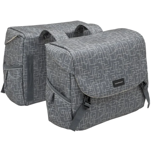 Dubbele fietstas New Looxs Mondi Joy Double MIK 38 liter 37 x 16 x 32 cm (2x) - ivy grey