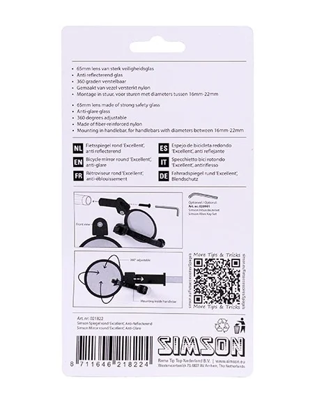 Simson Spiegel Rond 'Excellent', anti reflecterend