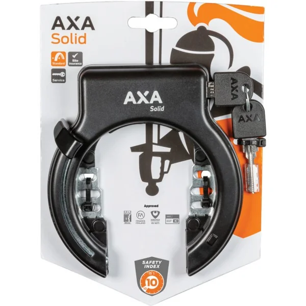 Ringslot Axa Solid Retractable met uitneembare sleutel - zwart