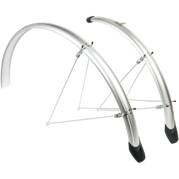 Spatbordset Eurofender Elegance 28" x 46 mm - zilver
