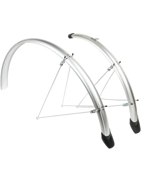 Spatbordset Eurofender Elegance 28" x 46 mm - zilver