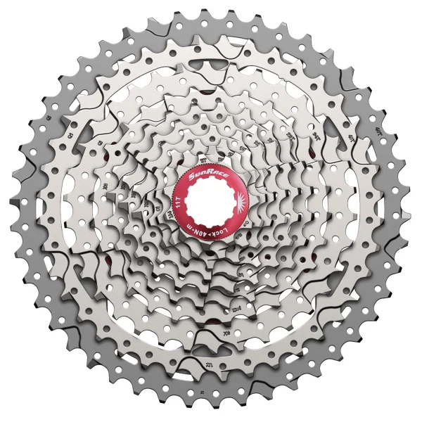 Cassette 10 speed Sunrace CSMX3 11-46T - zilver/rood