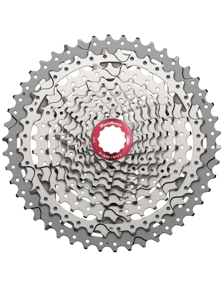 Cassette 10 speed Sunrace CSMX3 11-46T - zilver/rood