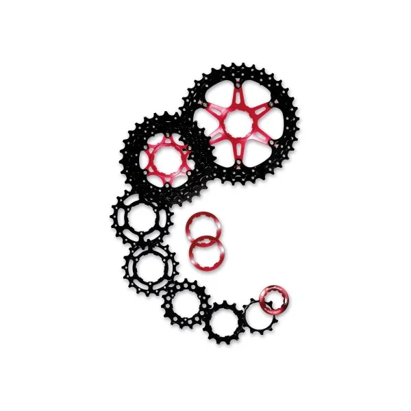 Cassette 10 speed Sunrace CS-MX0 11-36T - zwart/rood