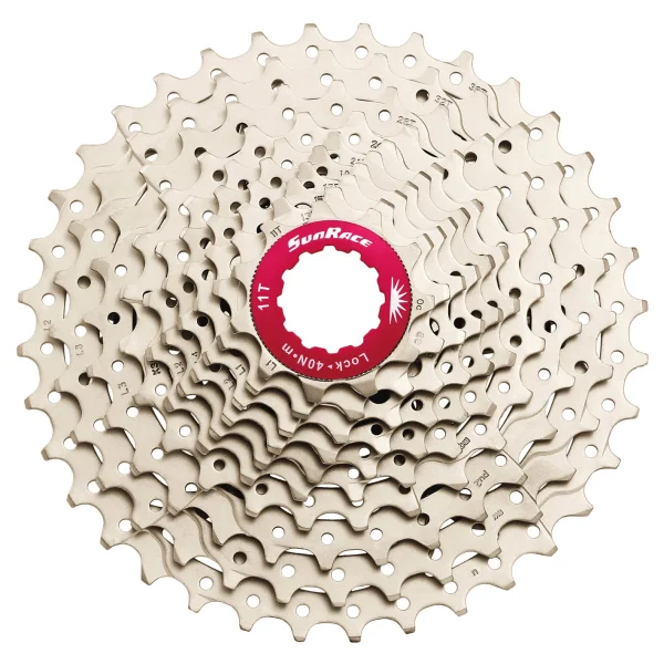 Cassette 10 speed Sunrace CS-MX0 11-36T - zilver/rood