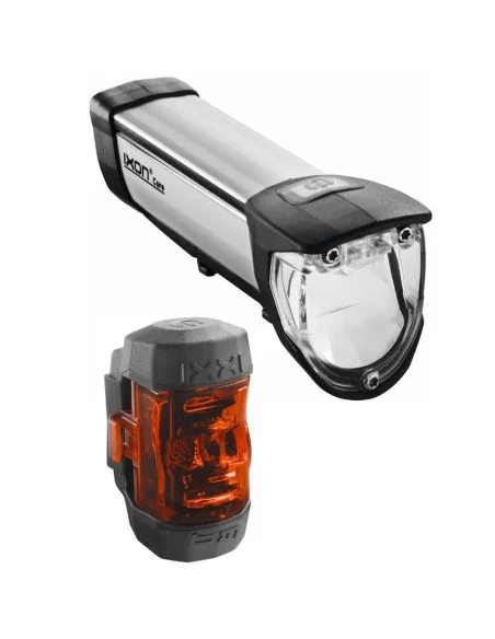 Verlichtingsset Busch und Müller IXON Core + IXXI achterlicht USB oplaadbaar 50 Lux - zwart/zilver