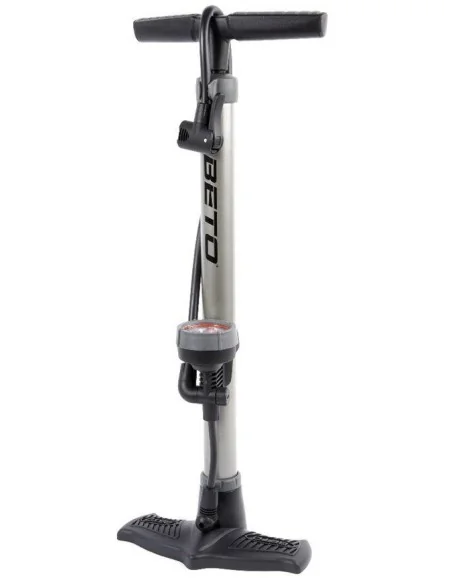Voetpomp met meter Beto Dualhead - met dubbele kop geschikt voor alle ventielen