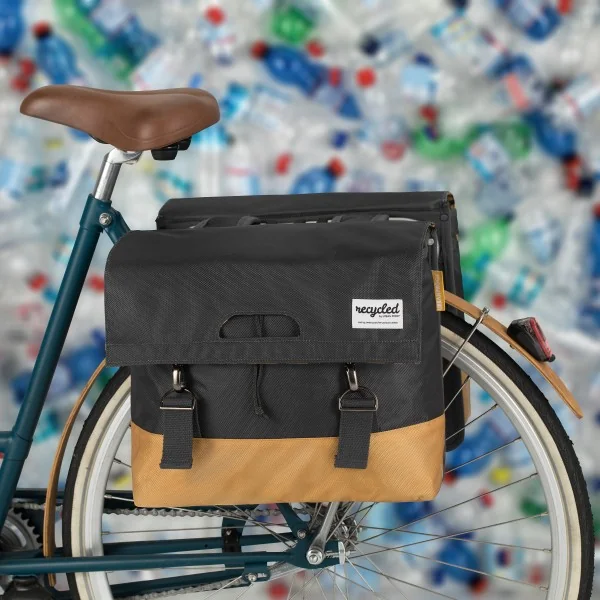 Gerecyclede dubbele fietstas Urban Proof 40 liter - grijs/geel