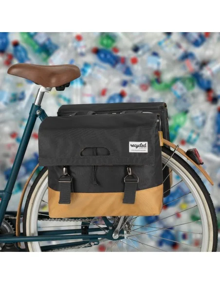 Gerecyclede dubbele fietstas Urban Proof 40 liter - grijs/geel