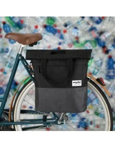 Gerecyclede shopper fietstas Urban Proof 20 liter - zwart/grijs