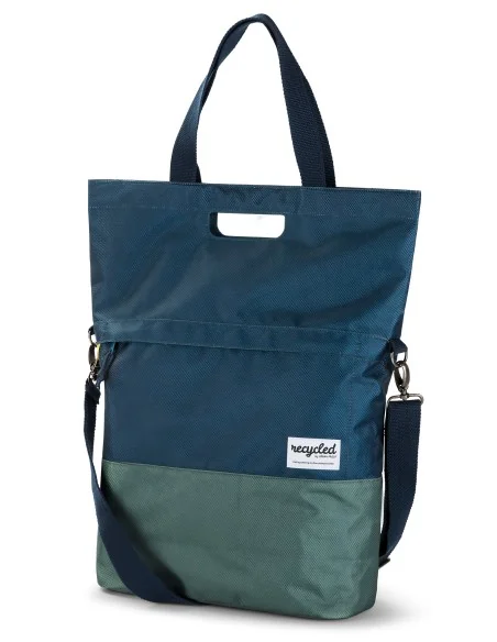 Gerecyclede shopper fietstas Urban Proof 20 liter - blauw/groen