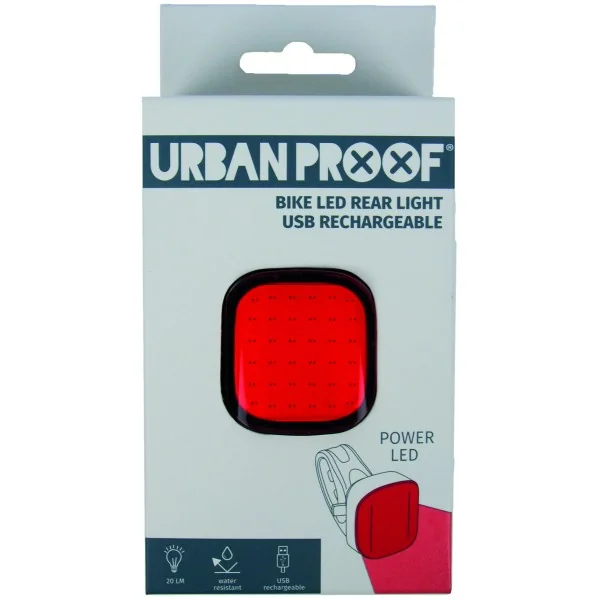 Achterlicht LED Urban Proof High Power vierkant - USB oplaadbaar