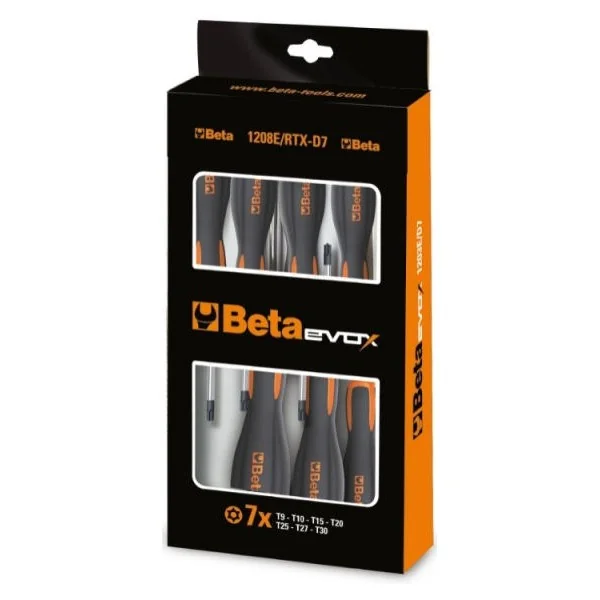 7-delige set schroevendraaiers Beta Tools voor schroeven met Tamper Resistant Torx® profielbr