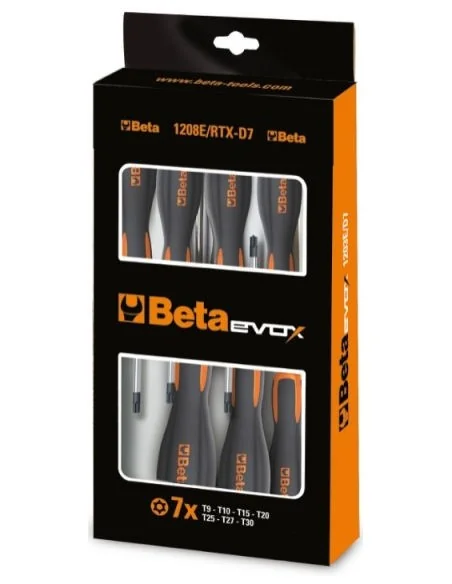 7-delige set schroevendraaiers Beta Tools voor schroeven met Tamper Resistant Torx® profielbr