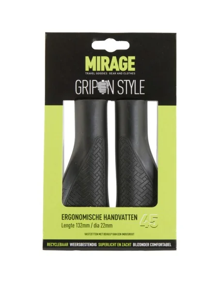 Handvatpaar Mirage Grips in style 45 - 132/132 mm met lockring - zwart