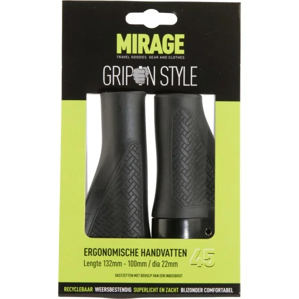 Handvatpaar Mirage Grips in style 45 - 132/100 mm met lockring - zwart