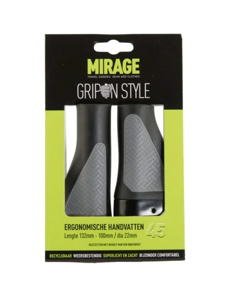 Handvatpaar Mirage Grips in style 45 - 132/100 mm met lockring - zwart / grijs