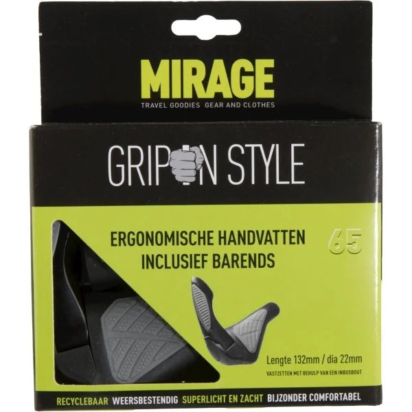 Handvatpaar Mirage Grips in style 65 - L 134/134 mm met barends - zwart