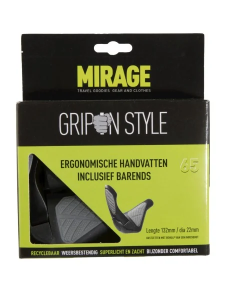 Handvatpaar Mirage Grips in style 65 - L 134/134 mm met barends - zwart