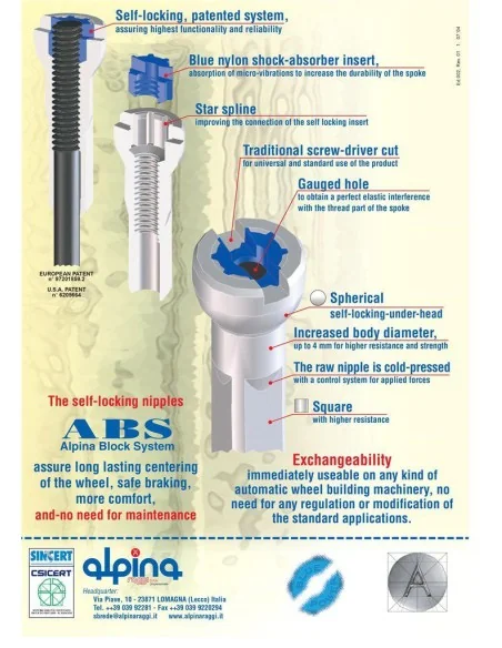 Spaaknippel met ronde kop Alpina 14G/15.0mm/4/Fg 2.3 ABS/messing - zwart (144 stuks)