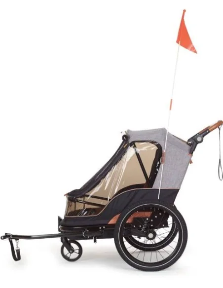 2-in-1 trailer Bobike geschikt voor 2 kinderen - zwart/grijs
