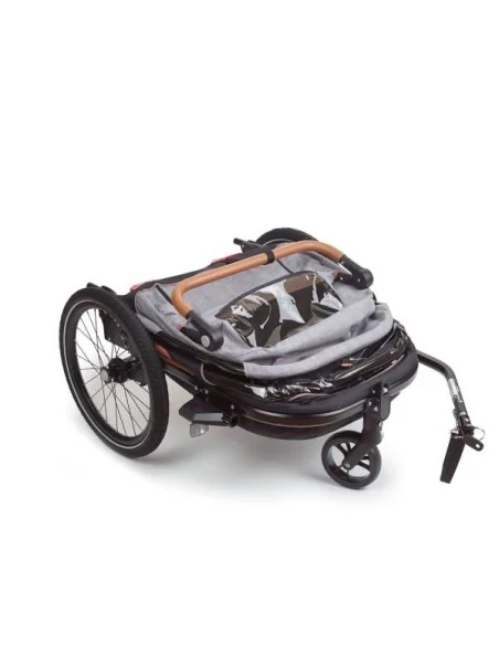 2-in-1 trailer Bobike geschikt voor 2 kinderen - zwart/grijs
