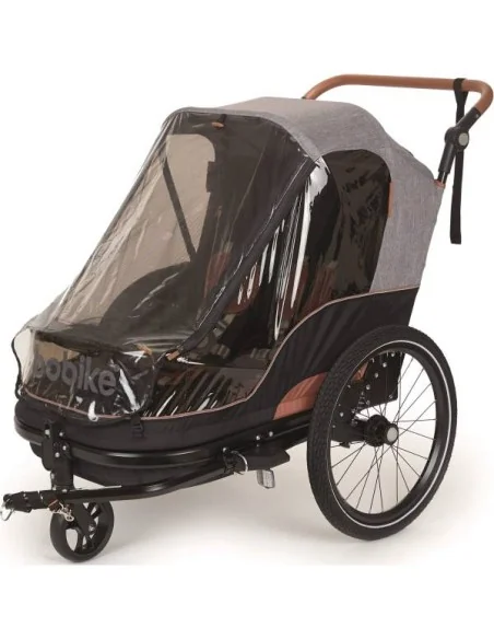 2-in-1 trailer Bobike geschikt voor 2 kinderen - zwart/grijs