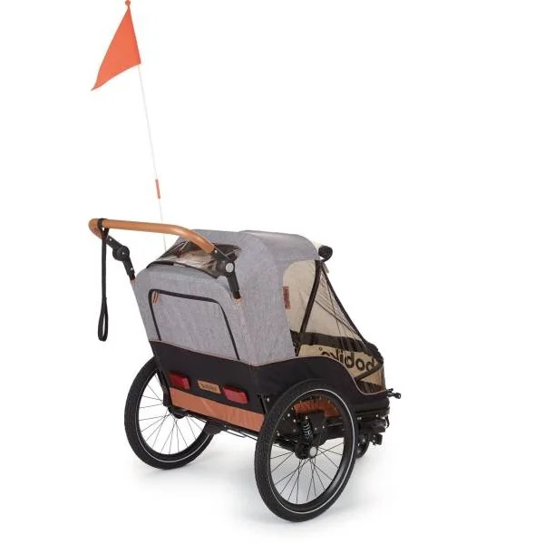2-in-1 trailer Bobike geschikt voor 2 kinderen - zwart/grijs