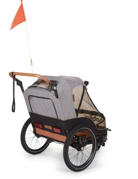2-in-1 trailer Bobike geschikt voor 2 kinderen - zwart/grijs