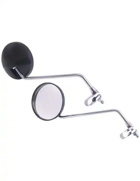 Spiegelset met klem M8 Edge met helder glas - ronde vorm - zwart / chroom