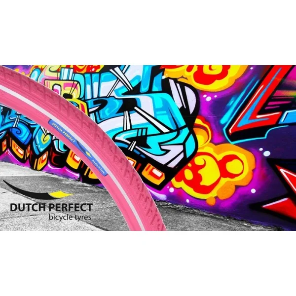 Buitenband Dutch Perfect 28 x 1.40" / 40-622mm anti-lek - roze met reflectie
