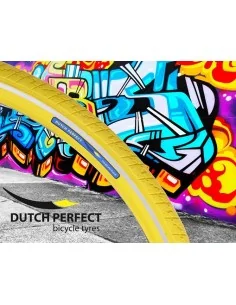 Buitenband Dutch Perfect 28 x 1.40" / 40-622mm anti-lek - geel met reflectie